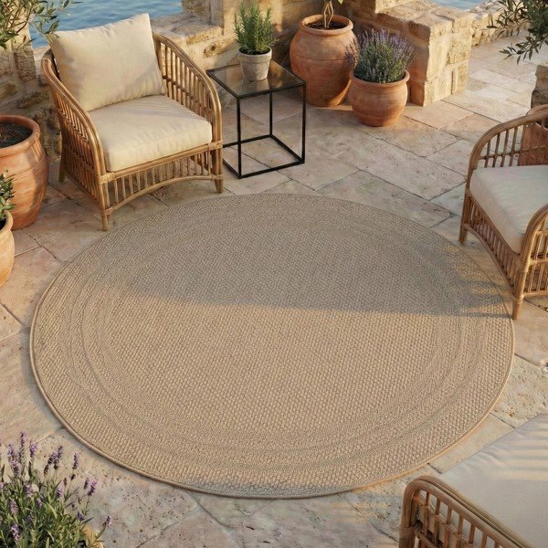 Beżowy okrągły dywan odpowiedni na zewnątrz ø 80 cm Desert 1304 – Ayyildiz Carpets-image-1