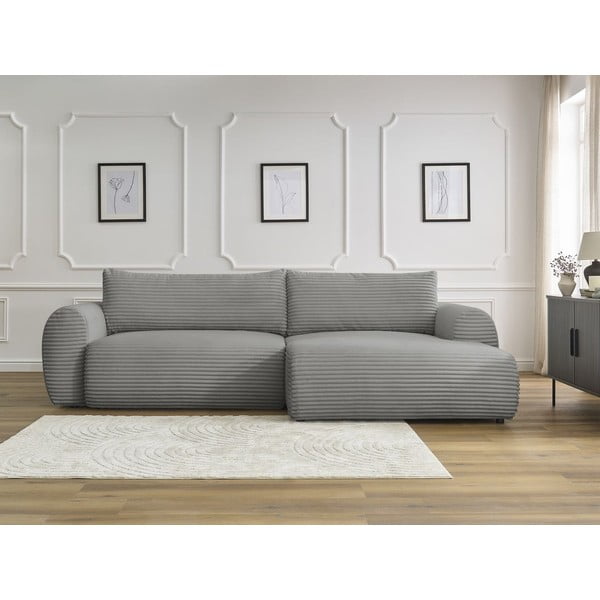 Ciemnoszary sztruksowy rozkładany narożnik (prawostronny) Lucien – Bobochic Paris-image-1