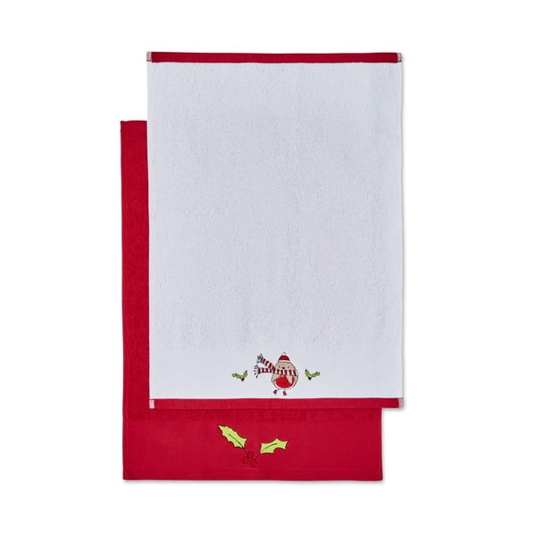 Czerwono-białe bawełniane ręczniki zestaw 2 szt. 40x60 cm Christmas Tree – Catherine Lansfield