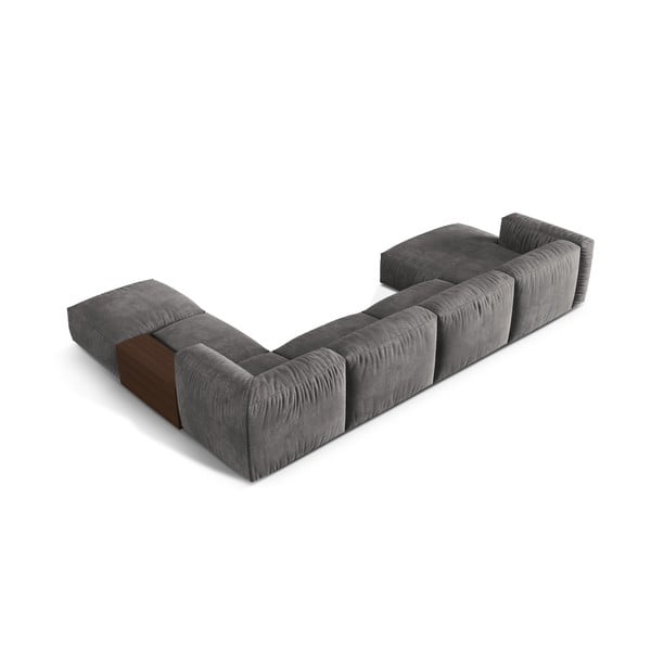 Szary aksamitny narożnik modułowy (prawostronny/w kształcie litery U) Martina – Micadoni -image-2