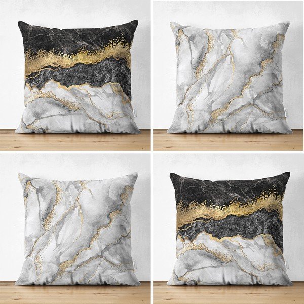 Zestaw 4 poszewek na poduszki Minimalist Cushion Covers Marble, 45x45 cm-image-1