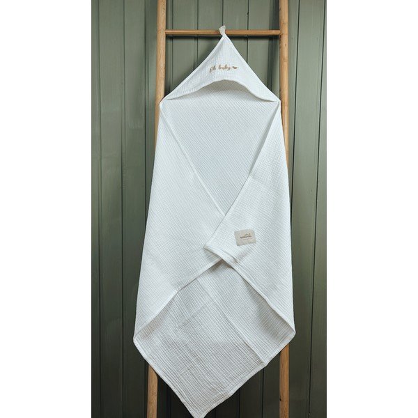 Biały muślinowy ręcznik dziecięcy z kapturem 85x85 cm Muslin – Malomi Kids-image-4
