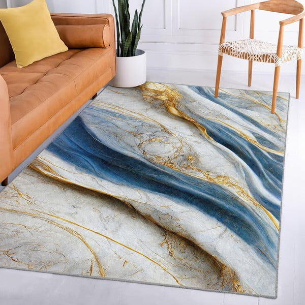 Niebieski dywan odpowiedni do prania 80x150 cm Golden Spill – Mila Home-image-3