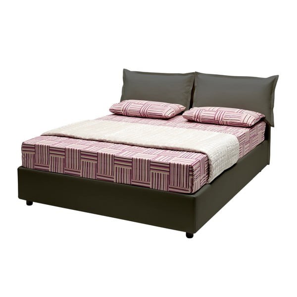 Szare łóżko dwuosobowe ze schowkiem 13Casa Rose, 160x190 cm