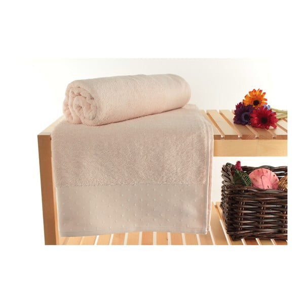 Zestaw 2 pudrowych ręczników kąpielowych ze 100% bawełny Patricik Powder, 90x150 cm
