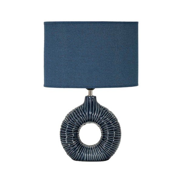 Niebieska lampa stołowa ceramiczna z tekstylnym kloszem (wysokość 43 cm) Seta – Mauro Ferretti