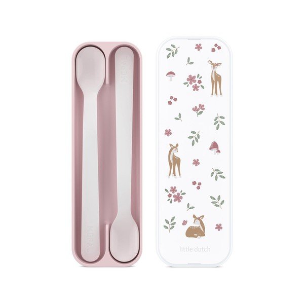 Jasnoróżowe plastikowe łyżeczki dla dzieci zestaw 2 szt. Fairy Garden – Mepal