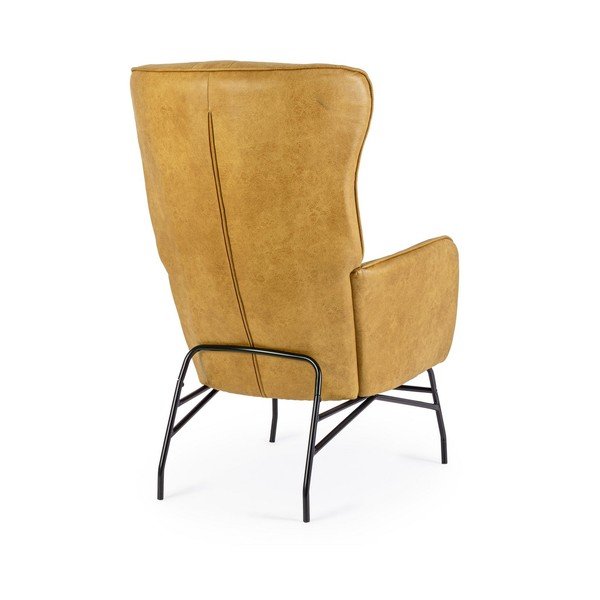 Musztardowy fotel z imitacji skóry Nasira – Bizzotto-image-4