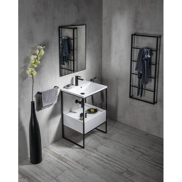 Czarny stalowy ścienny stojak na ręczniki Sapho Ska-image-1