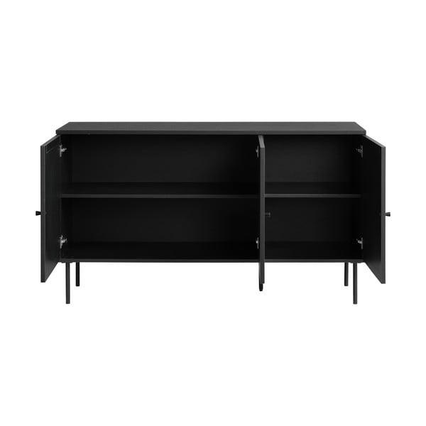 Czarna niska komoda w dekorze dębu 140x80 cm Pensacola – Unique Furniture-image-2