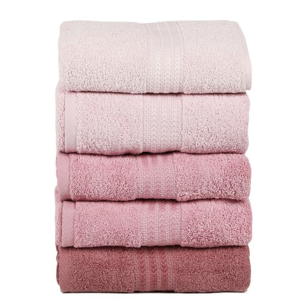 Zestaw 4 różowych ręczników Rainbow Powder, 70x140 cm-image-1
