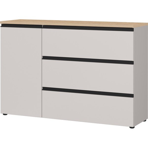 Szarobeżowa/w jasnym naturalnym kolorze komoda 135x91x41 cm Cormano – Germania