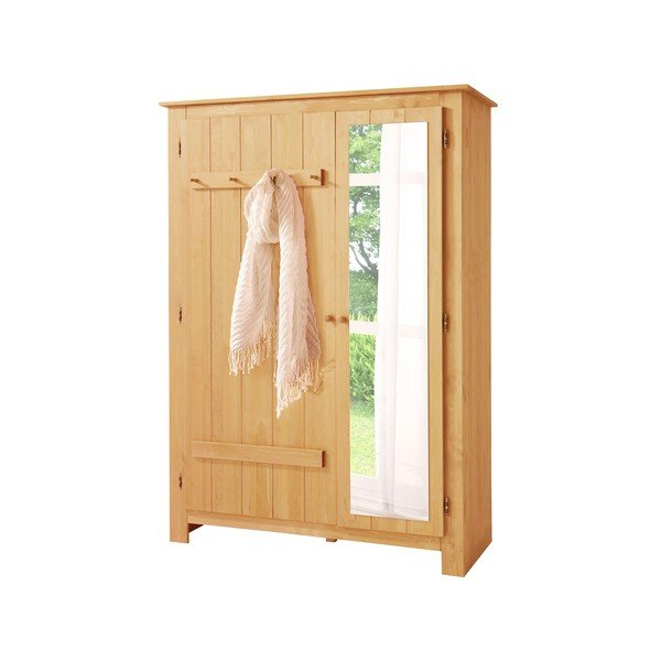 Szafa z litego drewna sosnowego z lustrem w naturalnym kolorze 120x170 cm Bertram – Støraa-image-1
