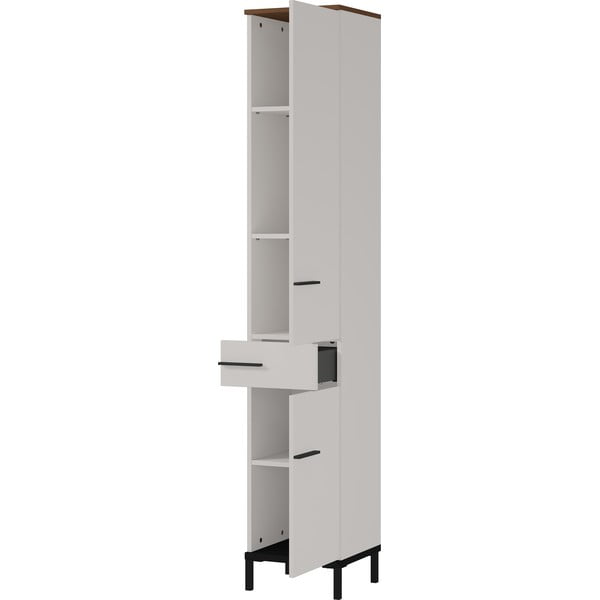 Szarobeżowa wysoka szafka łazienkowa w dekorze orzecha 34x190 cm Yonkers – Germania-image-2