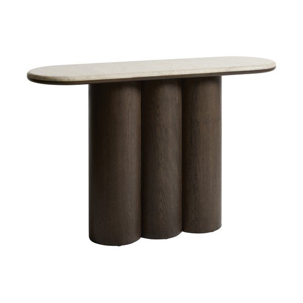 Konsola z marmurowym blatem w ciemnym naturalnym kolorze 38x120 cm Piazze – Unique Furniture