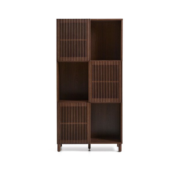 Ciemnobrązowy regał w dekorze orzecha z drzwiami przesuwnymi 84,5x170x42,5 cm Beyla – Kave Home-image-2