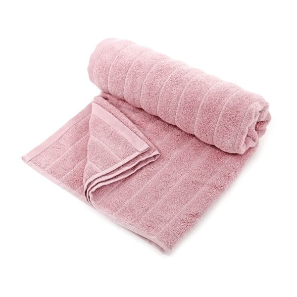 Jasnoróżowy ręcznik kąpielowy z czesanej bawełny Pierre, 90x150 cm