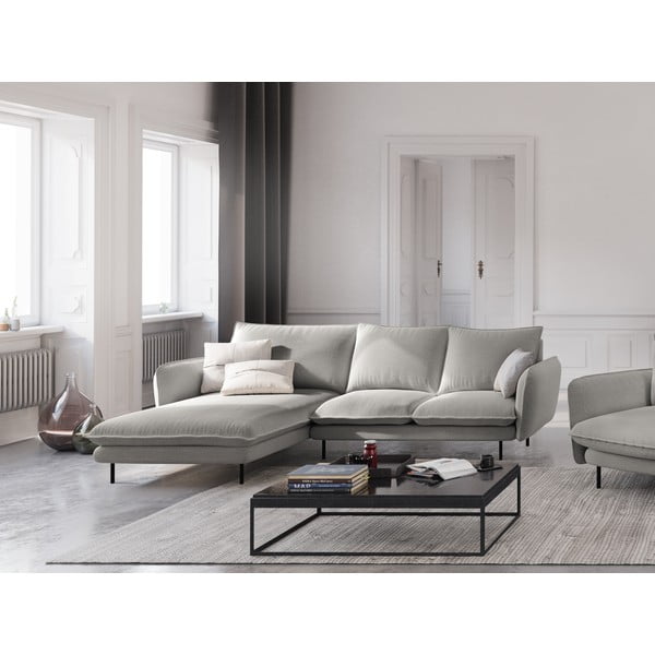 Jasnoszara sofa narożna Cosmopolitan Design Vienna, lewostronna-image-1