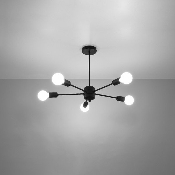 Czarna lampa sufitowa 66x66 cm Benedett – Sollux-image-4