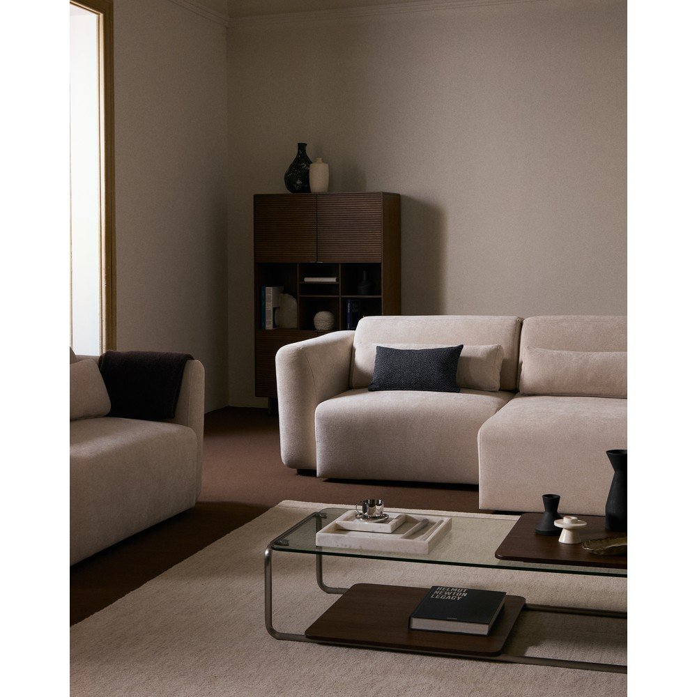 Beżowa częściowo rozkładana/rozkładana sofa z tkaniny szenilowej z szezlongiem 240 cm Lares – Kave Home (zdjęcie 11)