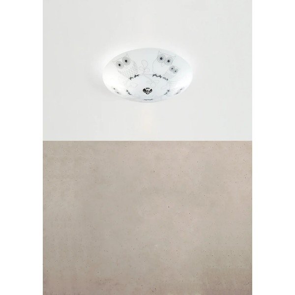 Biała dziecięca lampa sufitowa ze szklanym kloszem ø 39 cm Ugglarp – Markslöjd-image-1