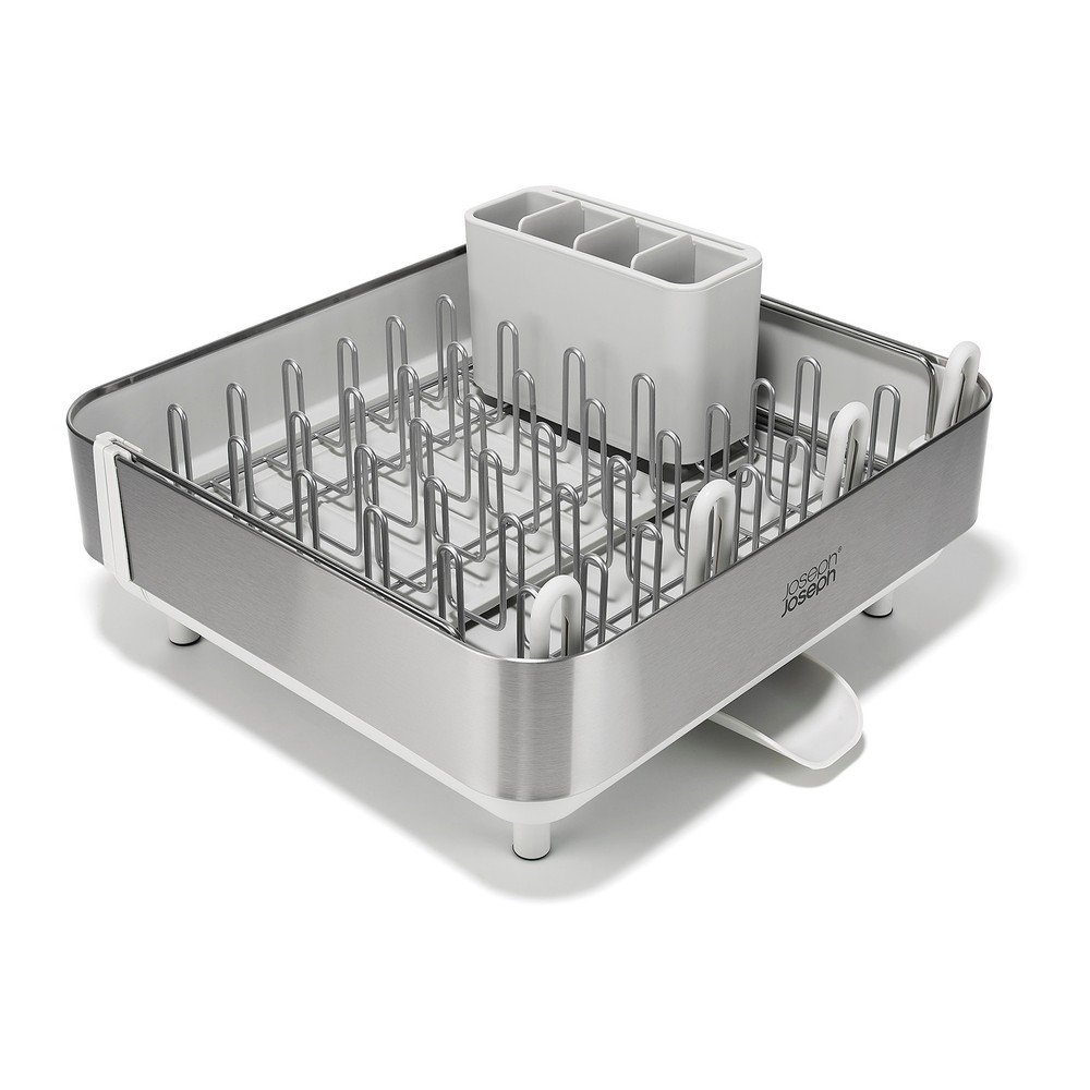 Regulowany plastikowy ociekacz w kolorze srebra 35,5x38 cm Extend Steel Plus – Joseph Joseph
