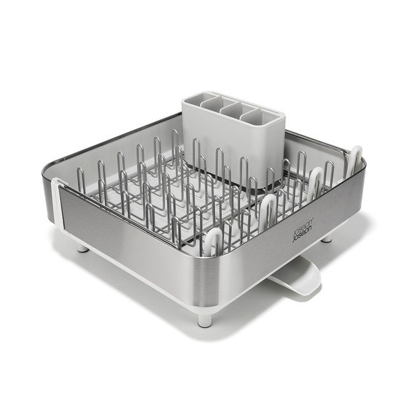 Regulowany plastikowy ociekacz w kolorze srebra 35,5x38 cm Extend Steel Plus – Joseph Joseph