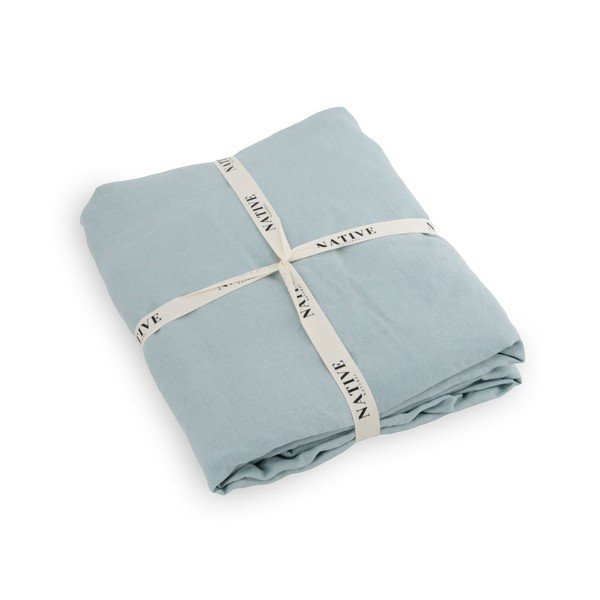 Jasnoniebieska lniana pościel jednoosobowa 135x200 cm Aqua – Native Natural-image-3