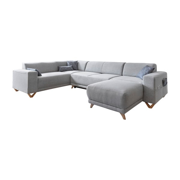 Jasnoszary rozkładany/ze schowkiem narożnik (lewostronny/w kształcie litery U) Classy Sophie – Miuform