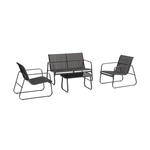 Antracytowy stalowy zestaw mebli ogrodowych dla 4 osób Gonzalo – Bizzotto-image-1