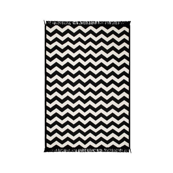 Czarny dywan Cihan Bilisim Tekstil Zig Zag, 140x215 cm