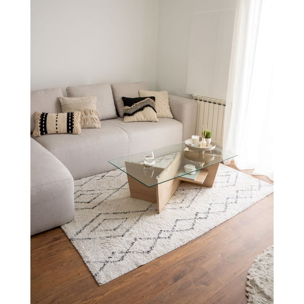 Stolik w naturalnym kolorze ze szklanym blatem 60x110 cm Balwind – Kave Home-image-4