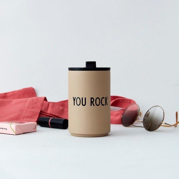 Beżowy kubek termiczny 350 ml You Rock – Design Letters-image-1