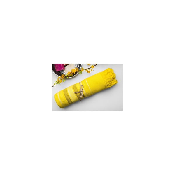 Ręcznik Hamam Cotton Loincloth Yellow Three, 75x170 cm