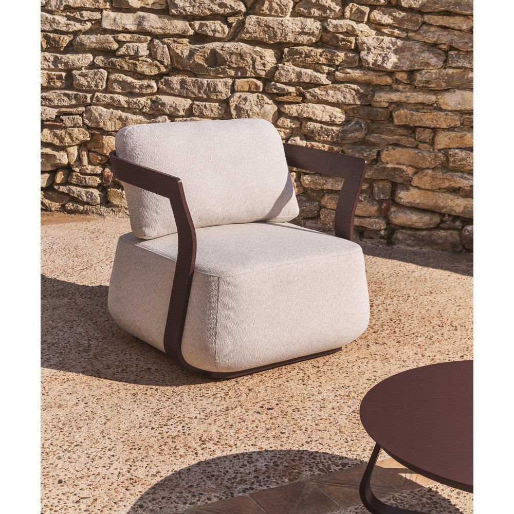 Brązowy/kremowy tapicerowany fotel ogrodowy Tamaris – Kave Home (zdjęcie 6)
