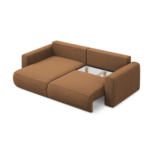 Rozkładany/ze schowkiem narożnik (lewostronny/z szezlongiem) w kolorze terakoty Kapua – Makamii-image-3