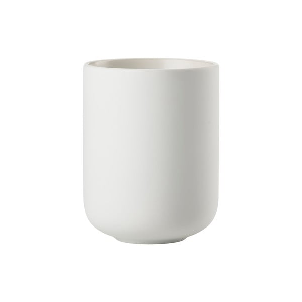 Biały kamionkowy kubek na szczoteczki do zębów Sensu – Zone