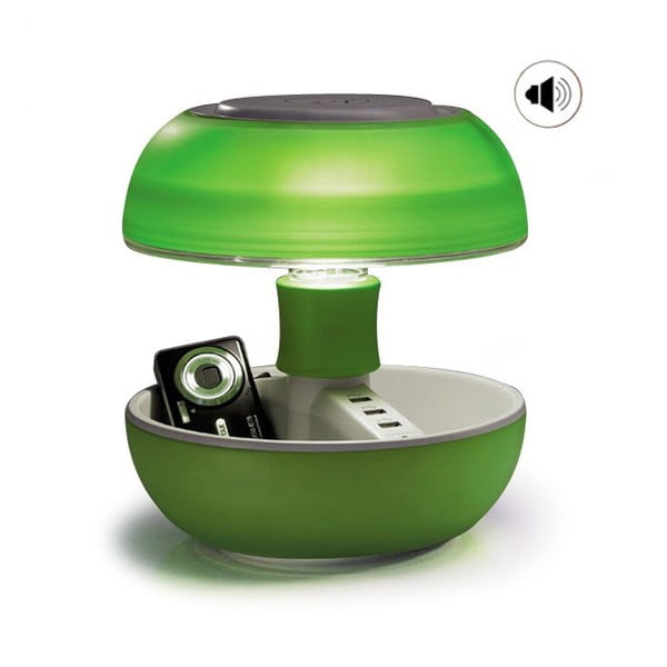 Lampa stołowa, ładowarka i głośnik w jednym Joyo Light, zielona