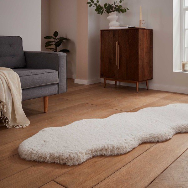 Kremowy syntetyczny chodnik 60x180 cm Super Teddy – Think Rugs-image-2