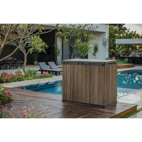 Ciemnobrązowa plastikowa skrzynia ogrodowa Deco – Keter-image-3