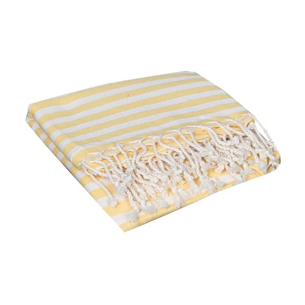 Ręcznik kąpielowy hammam Akasya Yellow, 90x190 cm