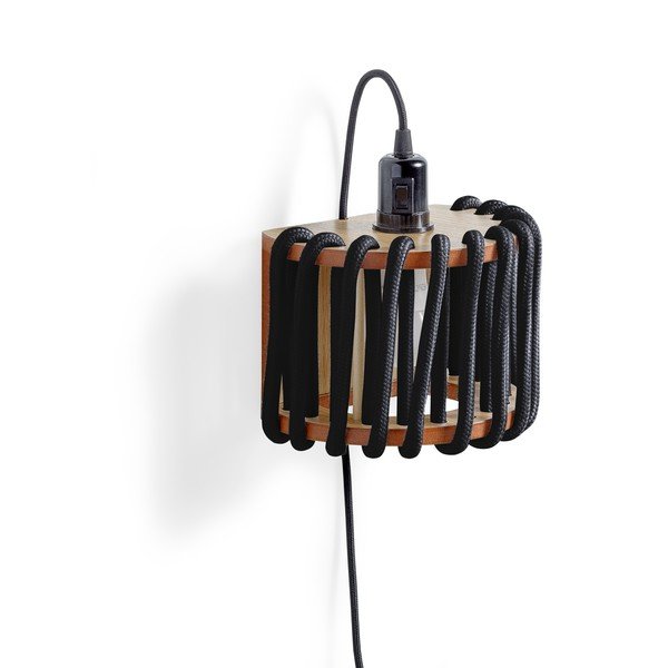 Czarny kinkiet z drewnianą konstrukcją EMKO Macaron, dł. 20 cm-image-3