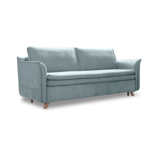 Jasnoniebieska aksamitna rozkładana sofa 225 cm Charming Charlie – Miuform
