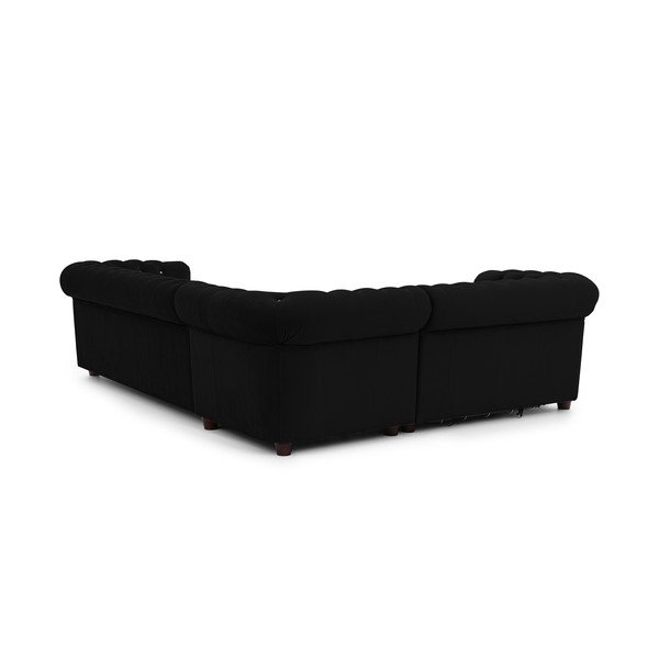 Czarny aksamitny rozkładany narożnik (lewostronny/w kształcie litery L) York Blik – Ropez-image-3