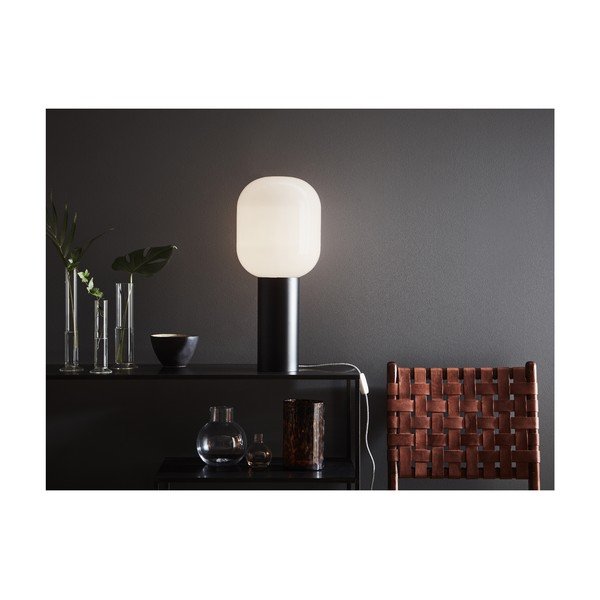Biała lampa stołowa Markslöjd Brooklyn Smoke, ø 24 cm-image-1