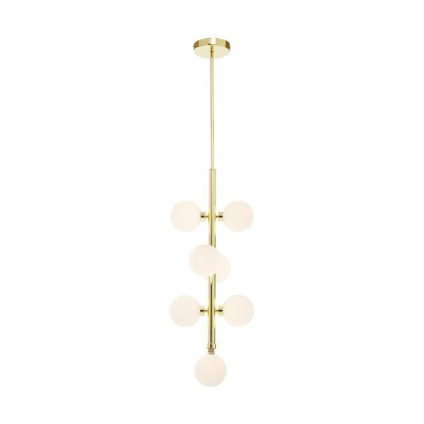 Biała/w kolorze złota metalowa lampa wisząca ze szklanym kloszem ø 27 cm Trieste – Premier Housewares-image-2
