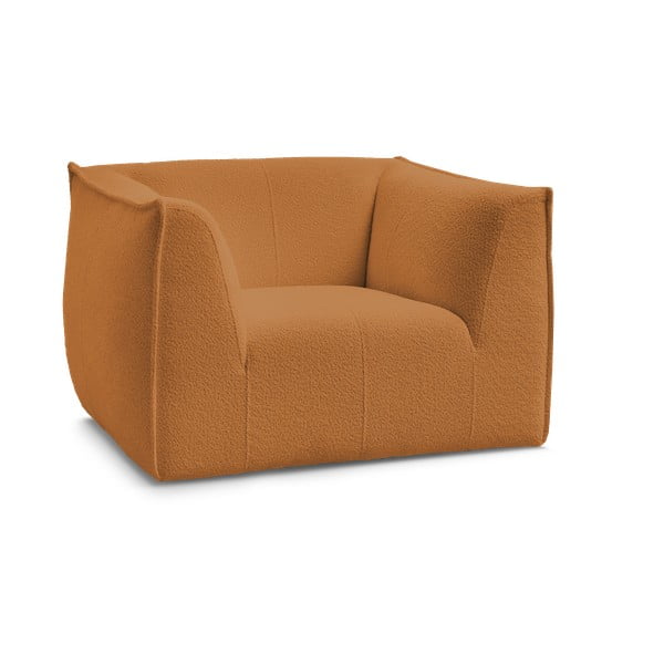 Musztardowy fotel z materiału bouclé Giorgia – Bobochic Paris