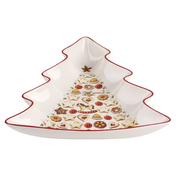 Czerwono-biała porcelanowa miska do serwowania w kształcie choinki Villeroy & Boch Tree-image-1
