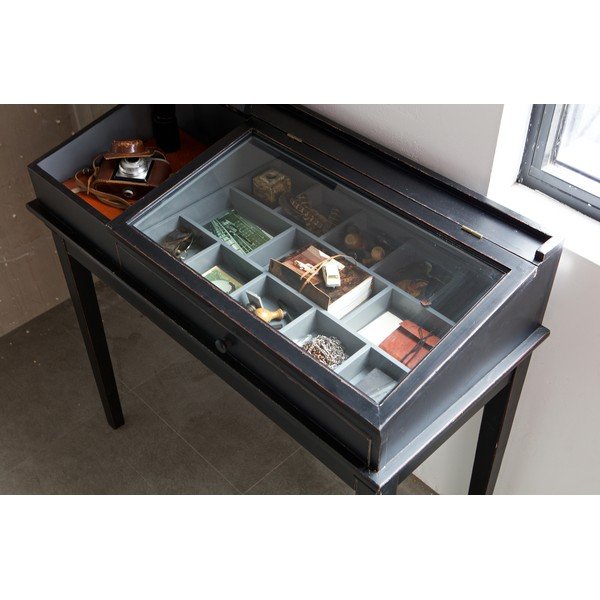 Czarny drewniany stolik z gablotkami BePureHome-image-1