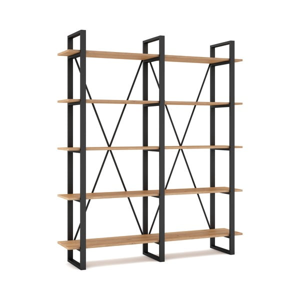 Czarno-naturalny regał w dekorze dębu 150x180 cm Aviva – Marckeric-image-2